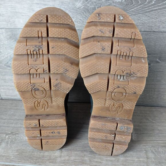 Sorel Lennox Black Suede Boots Waterproof Lace Up Women 8 Chunky Lug Sole NL4410 - Picture 9 of 11